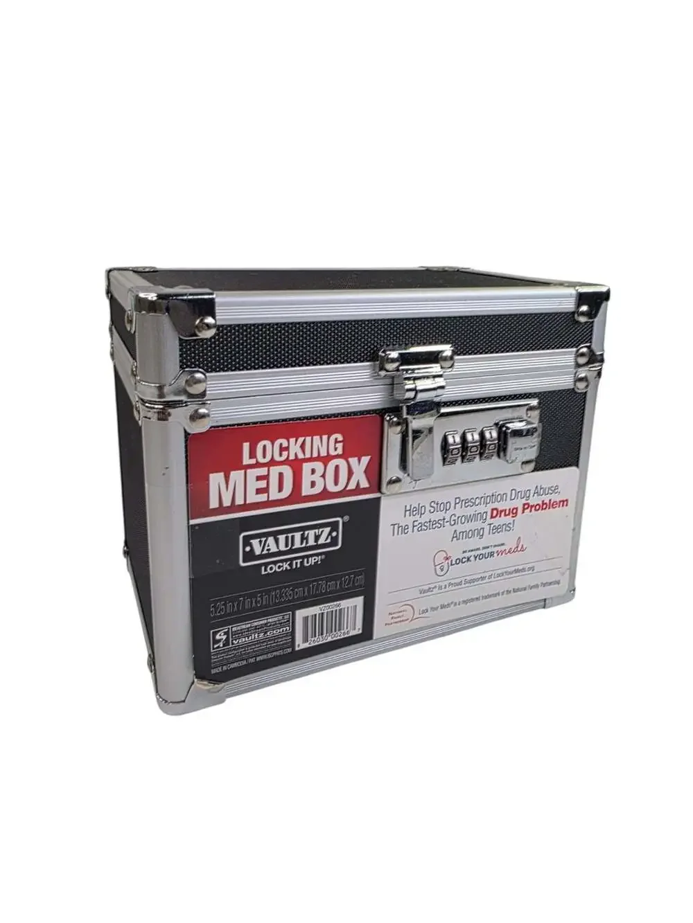 Vaultz Locking Med Box 5.25 in x 7 in x 5 in Combination Lock Black